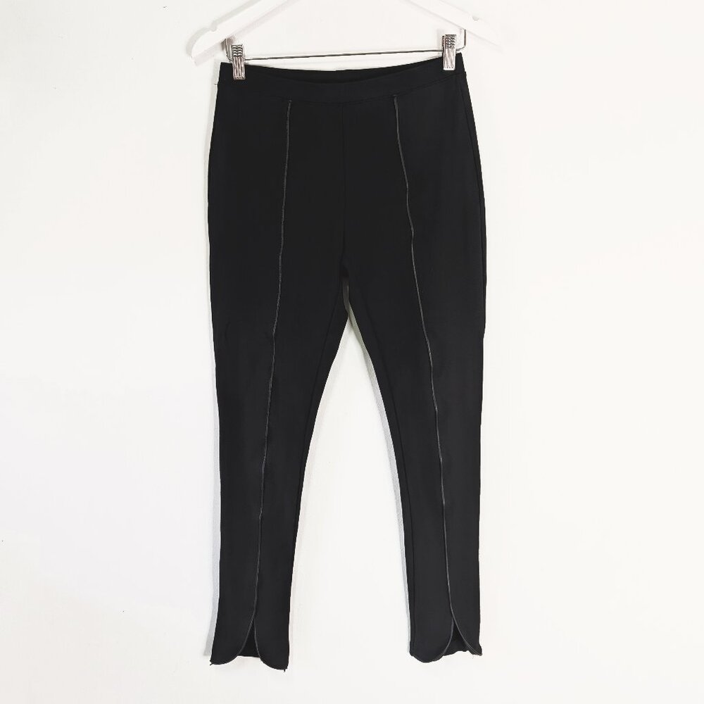 Joseph Ribkoff Black Ponte Knit Front Seam Legging with Tulip Hem